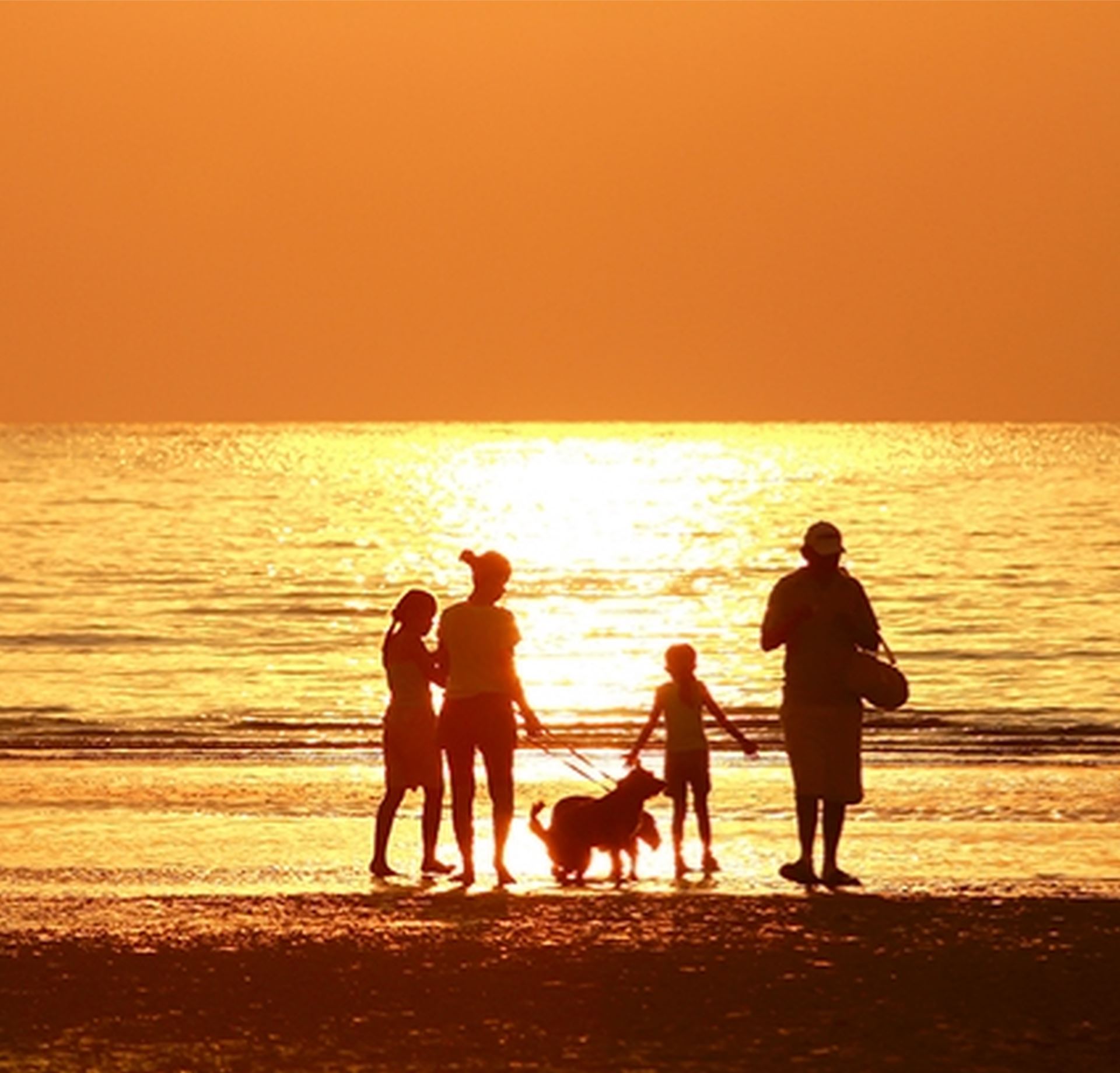 Фото семьи на море на закате